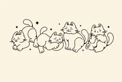 Lazy cute cats. Lineart collection