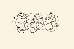 Lazy cute cats. Lineart collection