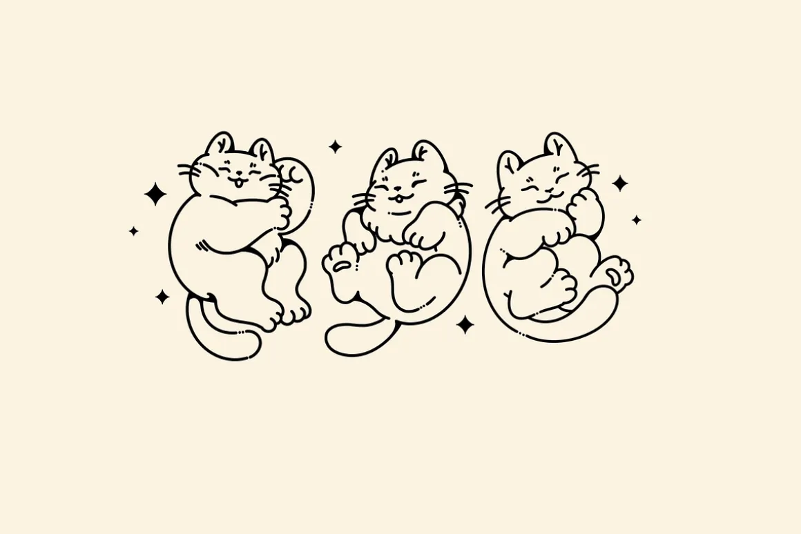 Lazy cute cats. Lineart collection