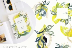 Lemon Watercolor illustration floral