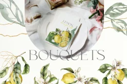 Lemon Watercolor illustration floral