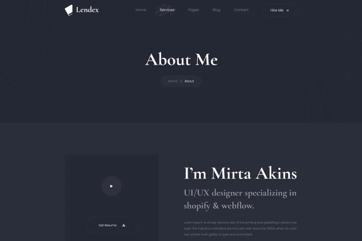 Lendex - Personal Portfolio Template