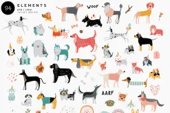 Let's Pawty. Dogs graphic collection