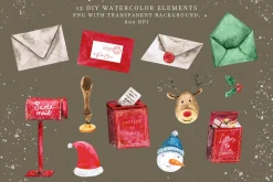 Letters to Santa - watercolor set