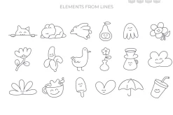 Line & Form Studio. Cute Elements.