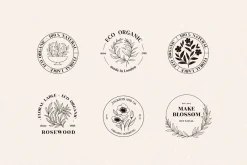 Line floral logo kit. Organic labels