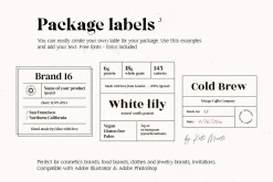 Line floral logo kit. Organic labels