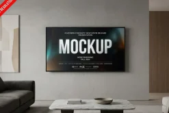 Living Room Tv Screen Mockup PSD