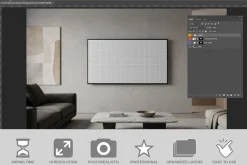 Living Room Tv Screen Mockup PSD