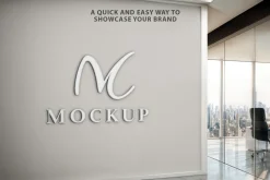 Logo Mockup on Office Wall PSD