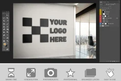 Logo Mockup on Office Wall PSD