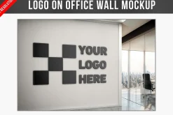 Logo Mockup on Office Wall PSD