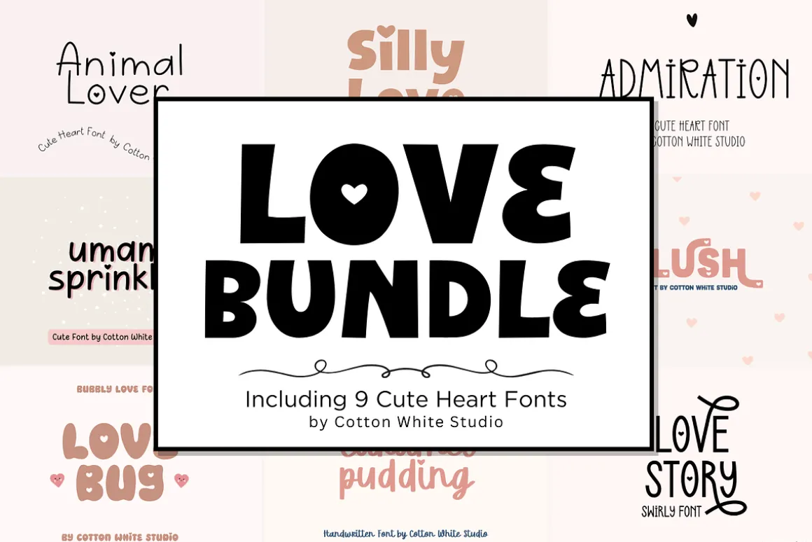 Love Bundle Cute Heart Fonts