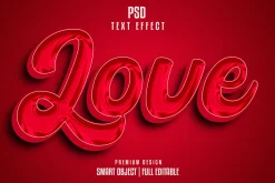 Love 3d text effect