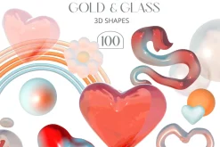 Love Vibes Gradients 3D Shapes