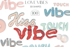 Love Vibes Gradients 3D Shapes