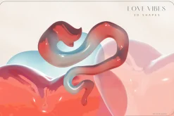 Love Vibes Gradients 3D Shapes