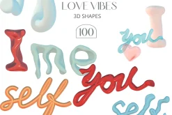Love Vibes Gradients 3D Shapes