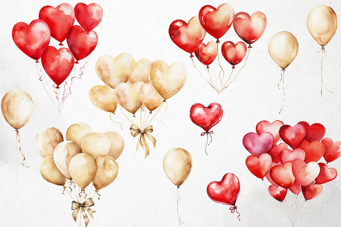 Love Ballons PNG Overlays