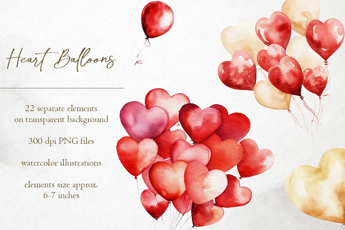 Love Ballons PNG Overlays
