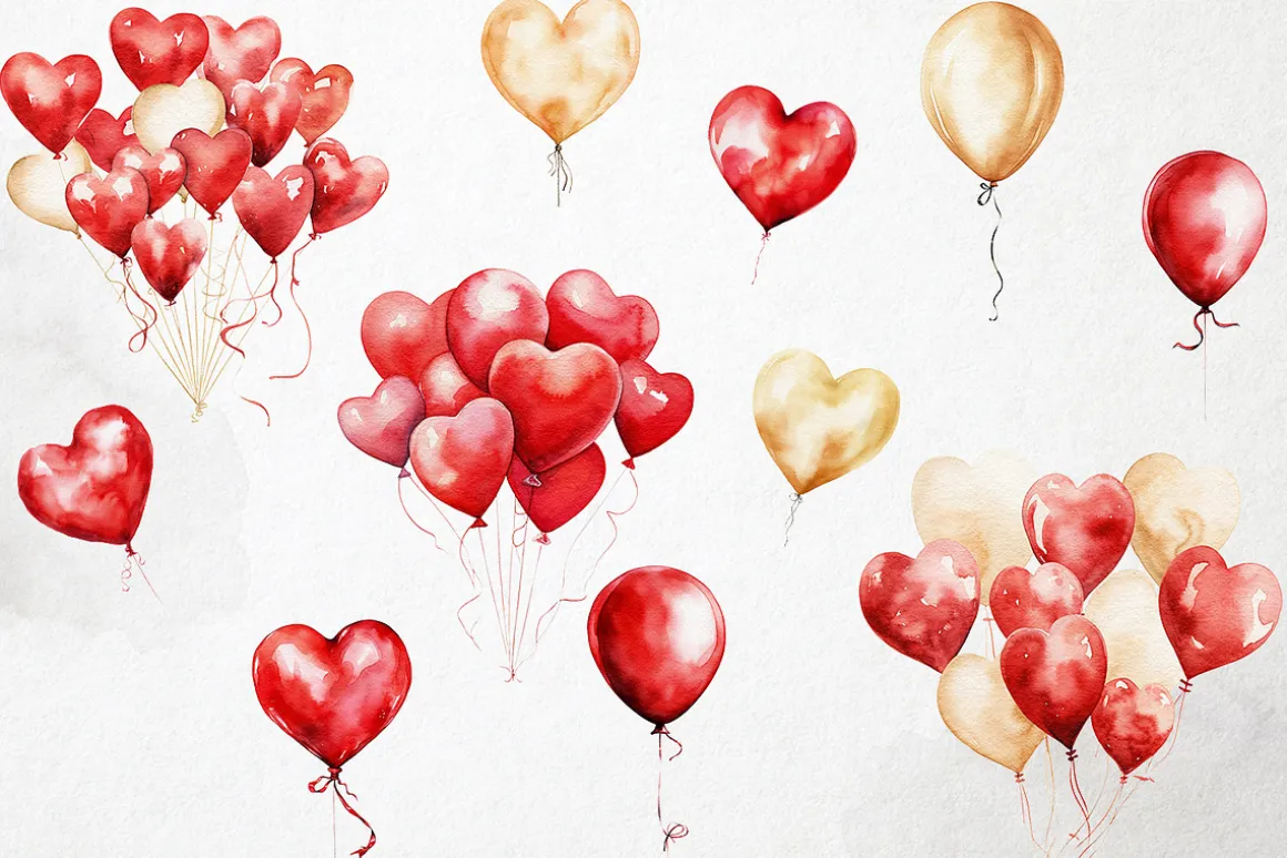 Love Ballons PNG Overlays