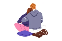 Love couples hugging, back view set