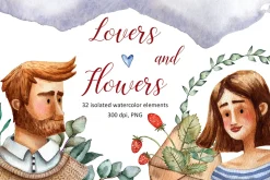 Lovers and Flowers - Watercolor Set