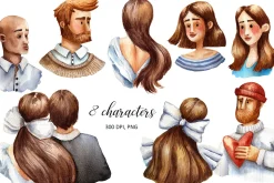 Lovers and Flowers - Watercolor Set