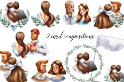 Lovers and Flowers - Watercolor Set