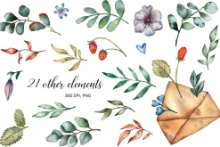 Lovers and Flowers - Watercolor Set