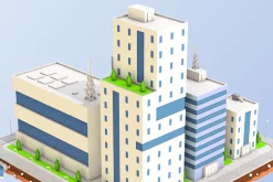 Low Poly City Block Factory Building