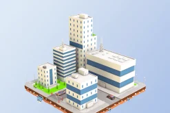 Low Poly City Block Factory Building