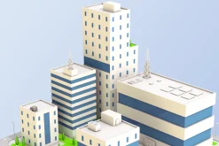 Low Poly City Block Factory Building