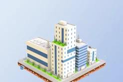 Low Poly City Block Factory Building