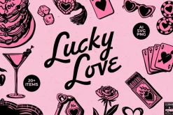 Lucky Love Retro Valentines Graphics