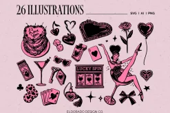Lucky Love Retro Valentines Graphics