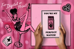 Lucky Love Retro Valentines Graphics