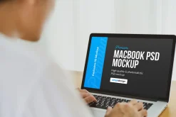 MacBook Mockup Over Shoulder