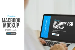 MacBook Mockup Over Shoulder