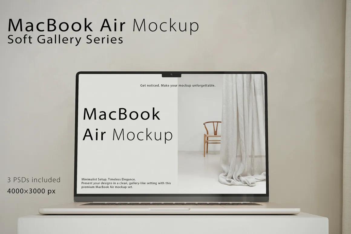 MacBook Air Mockup Soft Gallery