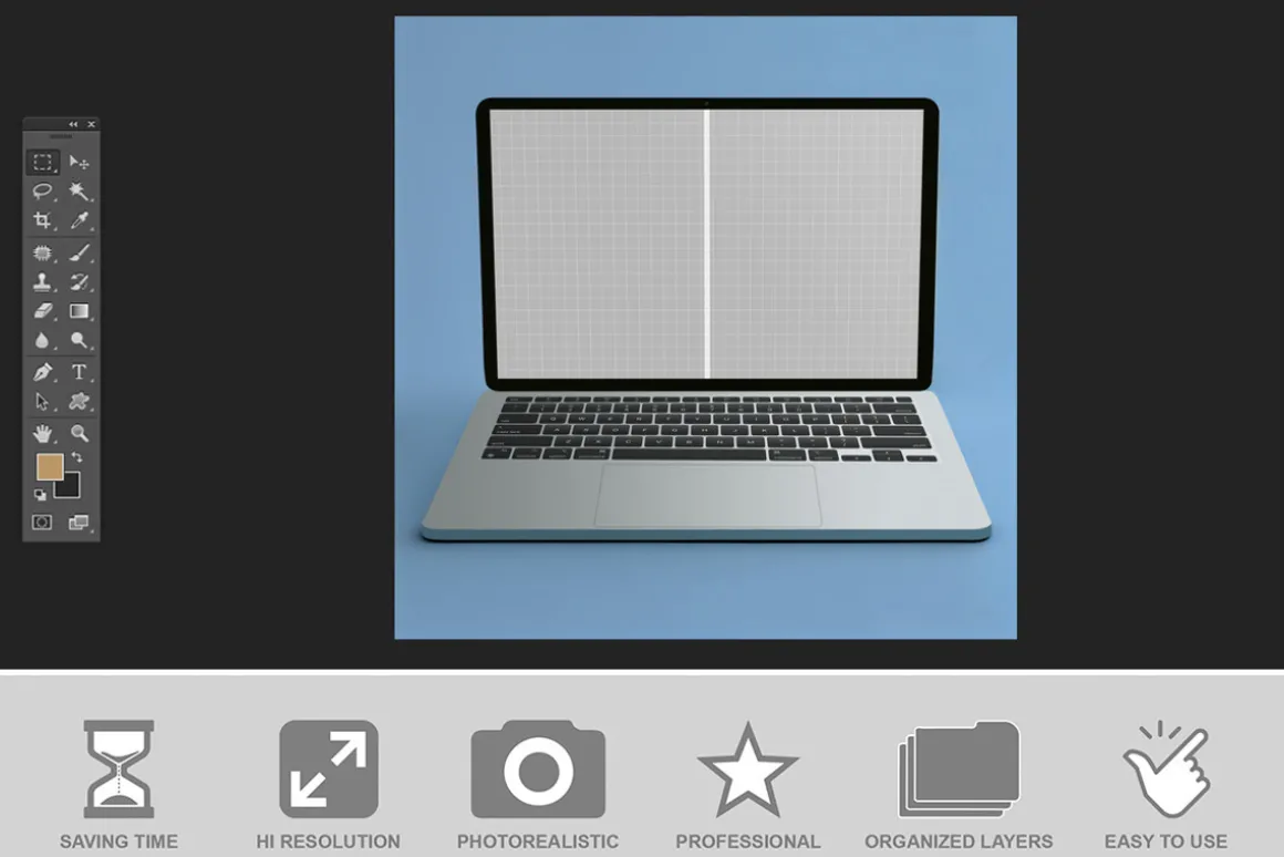 Macbook Mockup Lateral Art