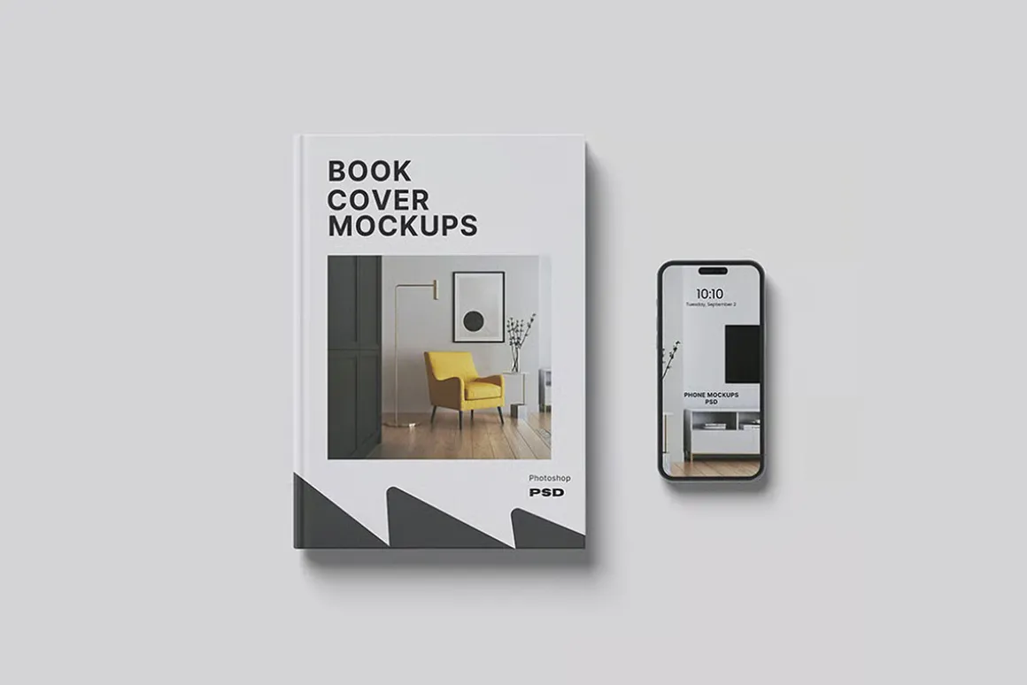 Magazine With Phone Mockup