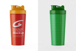 Matte Plastic Sports Bottle Mockup