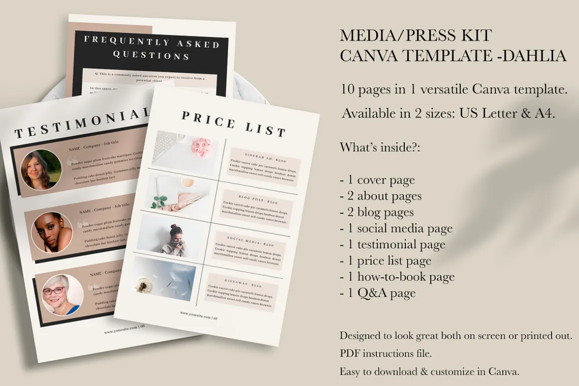 Media Kit Canva Template | DAHLIA