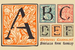Medieval Leaves Colored initials set