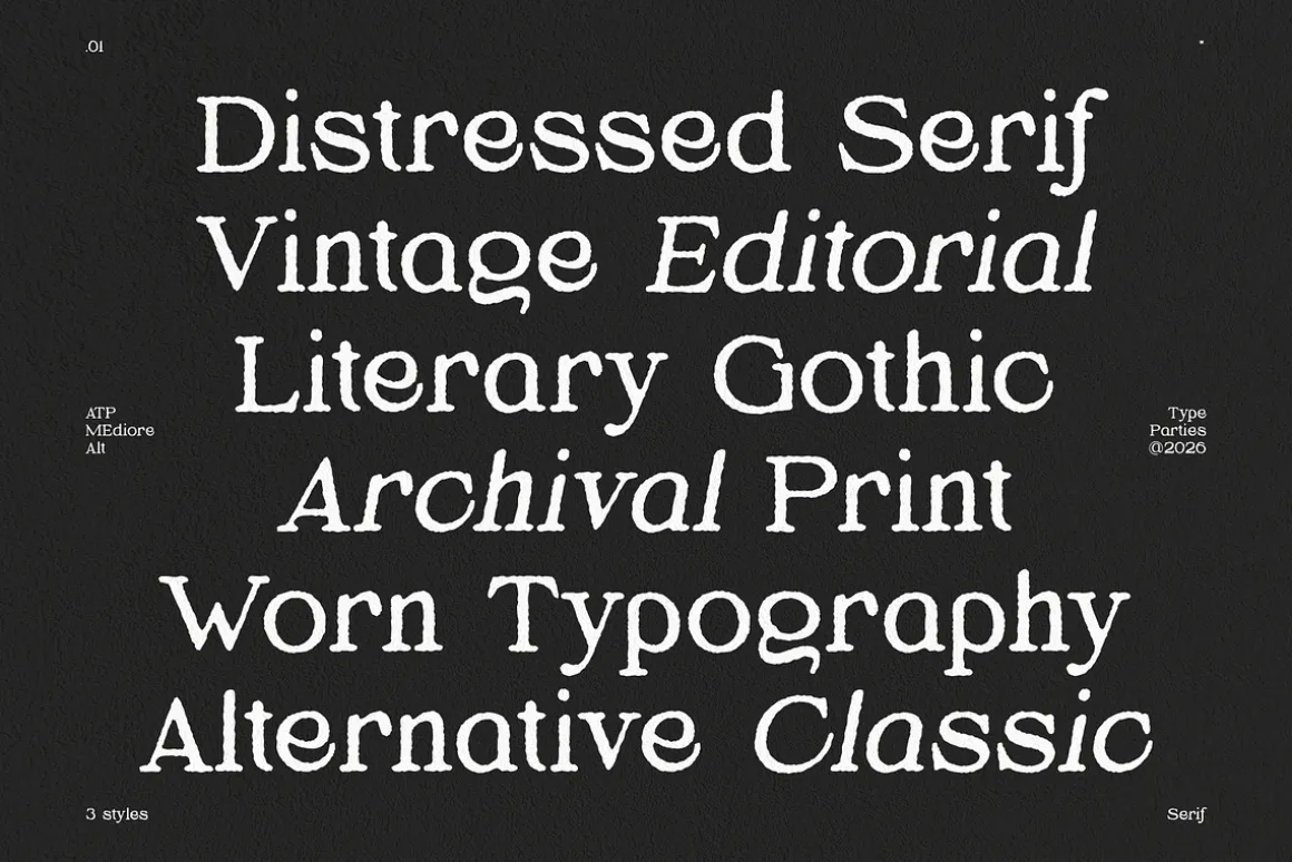 Mediore Alt - Distressed Serif Font