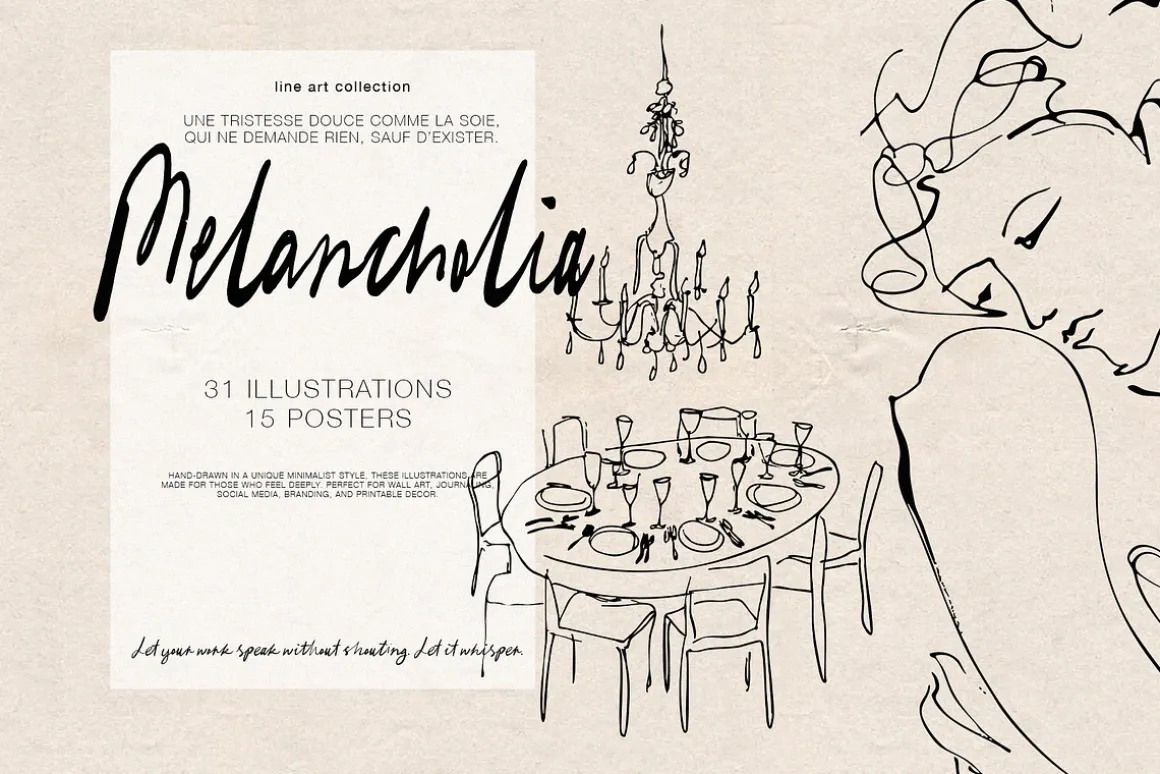 Melancholia - Minimalist Line Art