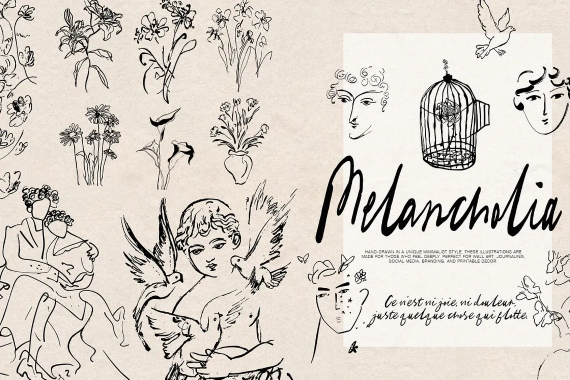 Melancholia - Minimalist Line Art