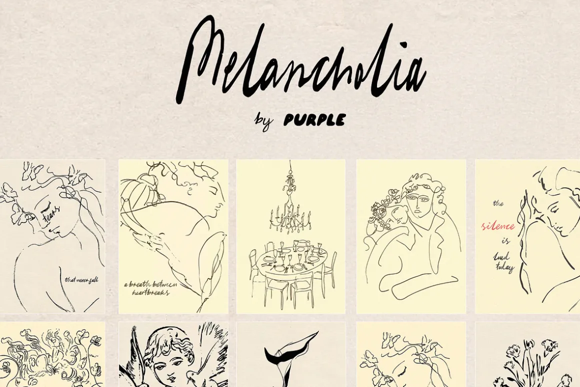 Melancholia - Minimalist Line Art