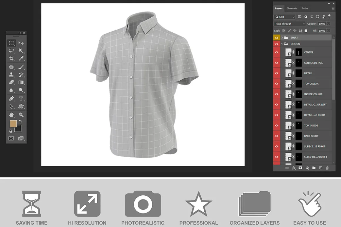 Men Short Sleeve Shirt Mockup PSD